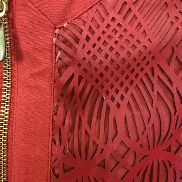 Peter Nygard Coral Red Leatherwork Jacket Blazer - Picture 9 of 15